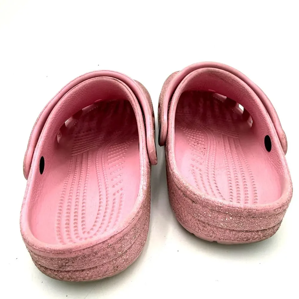 Crocs Youth Kids Pink Classic Glitter Clogs Sandals Size 2